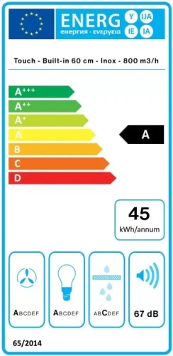 Встраиваемая вытяжка Falmec VIRGOLA TOUCH EVO 60 фото 6