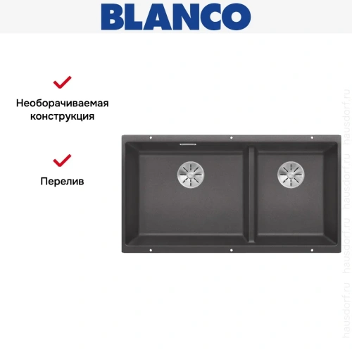 Мойка BLANCO SUBLINE 480/320-U Silgranit темная скала фото 9
