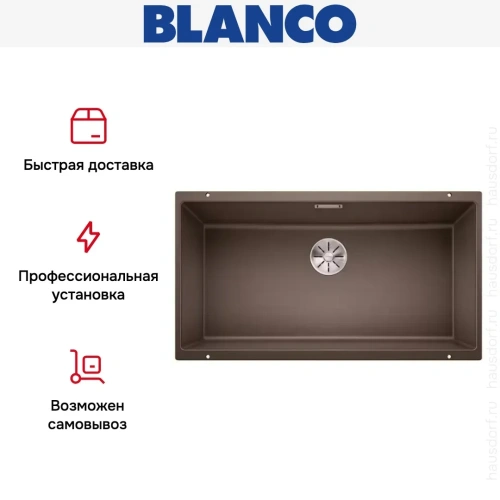 Мойка Blanco SUBLINE 800-U отводная арматура InFino® кофе фото 9