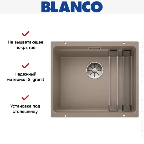 Мойка Blanco ETAGON 500-U SILGRANIT PuraDur серый беж фото 7