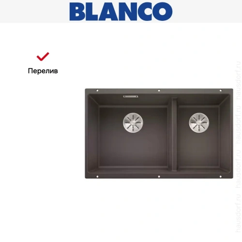 Мойка Blanco SUBLINE 430/270-U с отводной арматурой InFino® темная скала фото 8