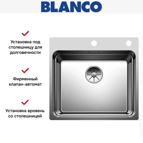 Мойка BLANCO ETAGON 500-IF/A нержавеющая сталь, клапан-автомат фото 10