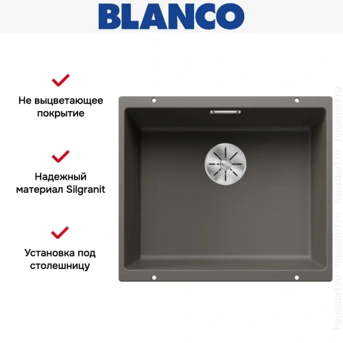 Мойка BLANCO SUBLINE 500-U Silgranit вулканический серый фото 2