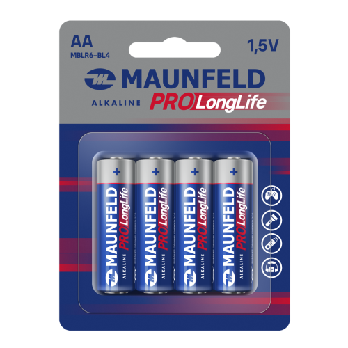Батарейки MAUNFELD PRO Long Life Alkaline AA (LR6) MBLR6-BL4, блистер 4 шт.