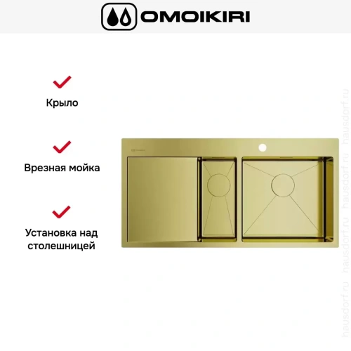 Мойка Omoikiri AKISAME 100-2 LG-R крыло слева фото 6