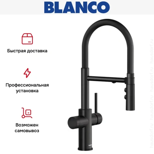 Смеситель 3-в-1 Blanco CATRIS-S Flexo Filter 526707 матовый черный фото 8