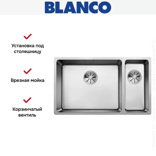 Мойка Blanco ANDANO 500/180-U, чаша слева нержавеющая сталь полированная фото 3