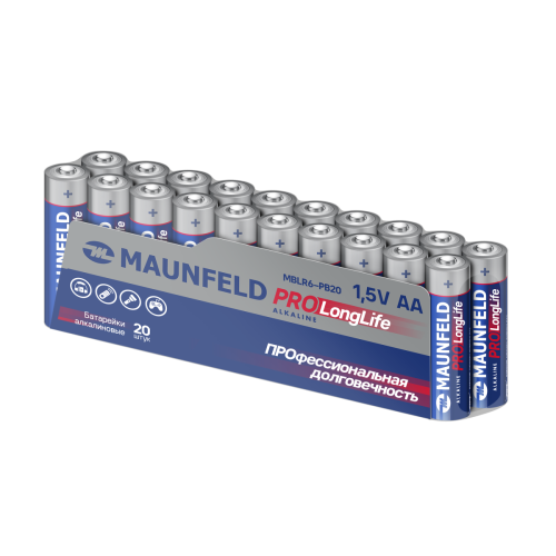 Батарейки MAUNFELD PRO Long Life Alkaline AA (LR6) MBLR6-PB20, спайка 20 шт.