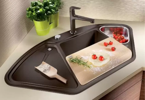 Мойка Blanco DELTA II SILGRANIT клапан-автомат InFino® серый беж фото 2