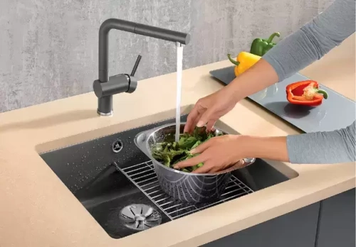 Мойка Blanco SUBLINE 500-U керамика отводная арматура InFino® глянцевый белый фото 3