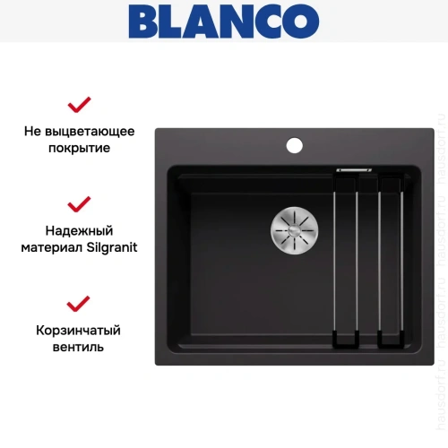Мойка BLANCO ETAGON 6 Silgranit черный фото 7