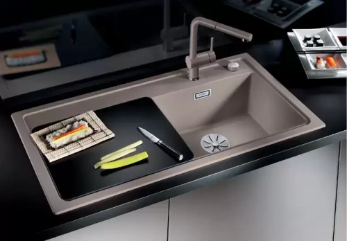 Мойка Blanco ZENAR XL 6 S чаша справа, доска стекло клапан-автомат InFino® антрацит фото 2