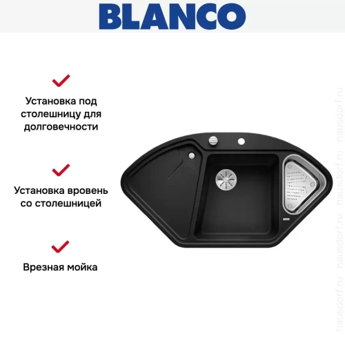 Мойка Blanco DELTA II-F SILGRANIT клапан-автомат InFino® антрацит фото 3