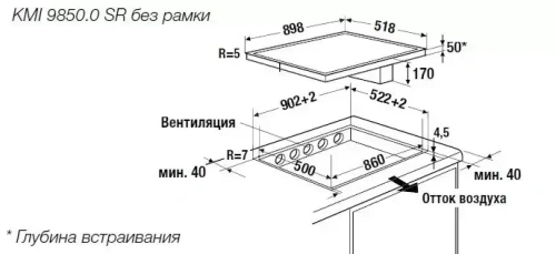 Варочная панель с вытяжкой Kuppersbusch KMI 9850.0 SR Black Chrome фото 4