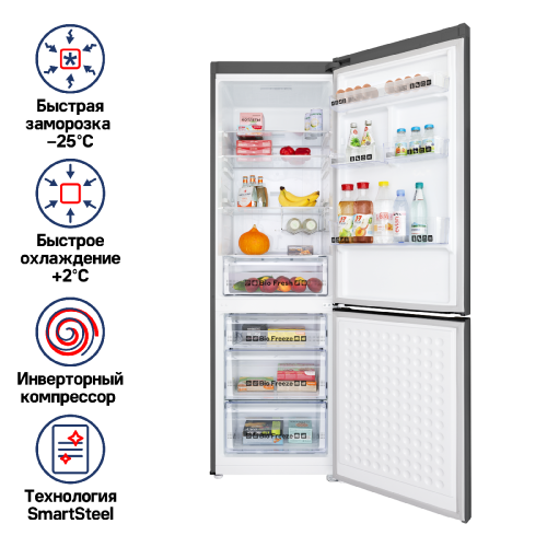 Холодильник-морозильник с инвертором MAUNFELD MFF195NFI10_IN фото 2