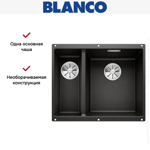 Мойка Blanco SUBLINE 340/160-U черный клапан-автомат InFino 525986 фото 5