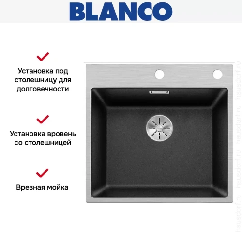 Мойка Blanco SUBLINE 500-IF/A клапан-автомат InFino® антрацит фото 3