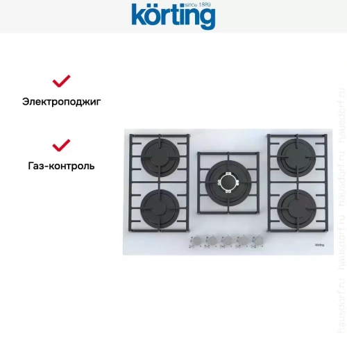 Газовая стеклянная варочная панель Korting HGG 9835 CTW фото 5