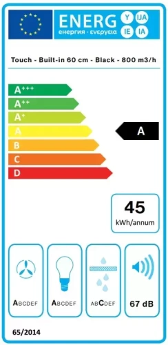 Встраиваемая вытяжка Falmec VIRGOLA TOUCH BLACK 60 фото 6