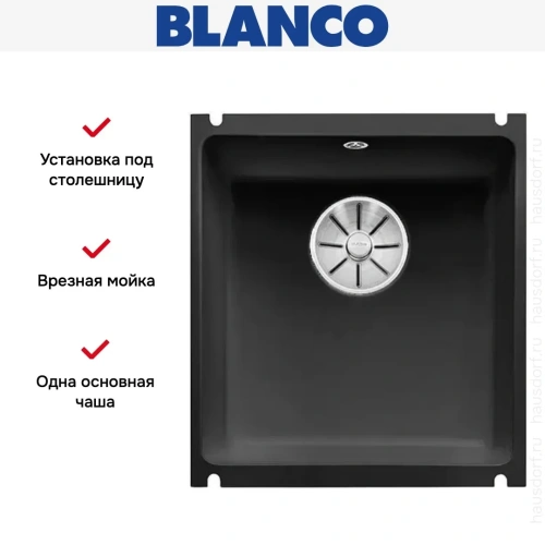 Мойка Blanco SUBLINE 375-U керамика отводная арматура InFino® черный фото 3