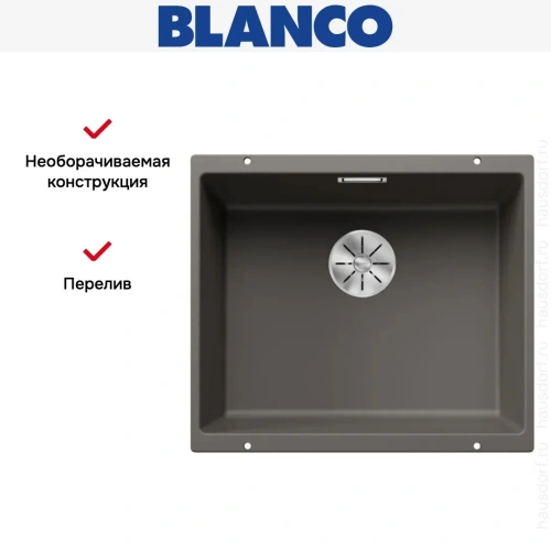 Мойка BLANCO SUBLINE 500-U Silgranit вулканический серый фото 4