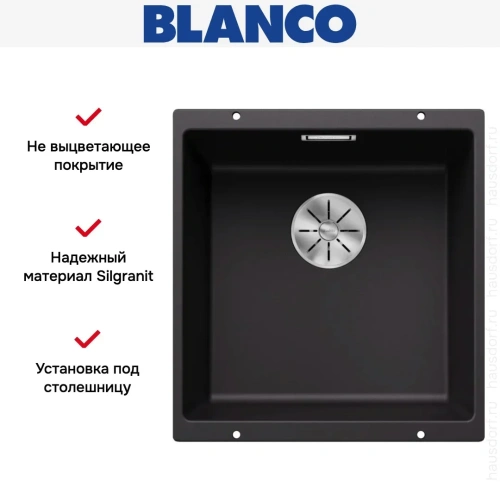 Мойка BLANCO SUBLINE 400-U Silgranit черный фото 9