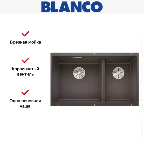 Мойка Blanco SUBLINE 430/270-U с отводной арматурой InFino® темная скала фото 7