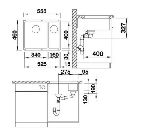 Мойка Blanco ROTAN 340/160-U Silgranit черный фото 3