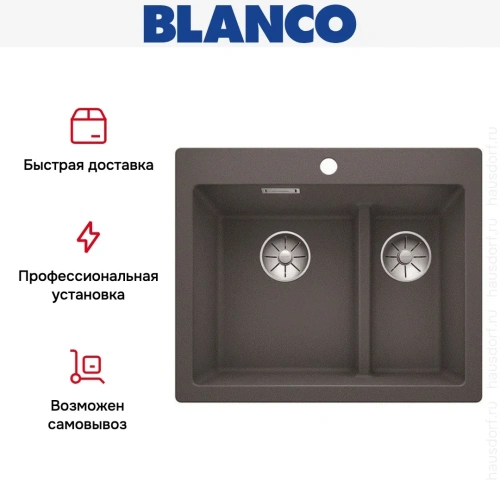 Мойка Blanco PLEON 6 Split SILGRANIT PuraDur темная скала фото 5