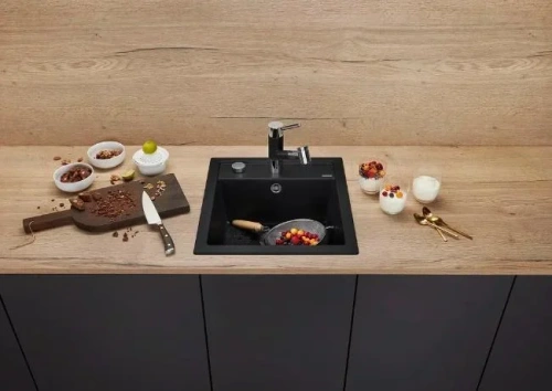 Мойка BLANCO DALAGO 45 Silgranit черный, клапан-автомат фото 2