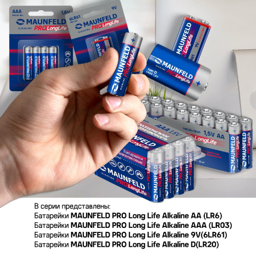 Батарейки MAUNFELD PRO Long Life Alkaline 9V(6LR61) MB9-BL1, блистер 1 шт. фото 7