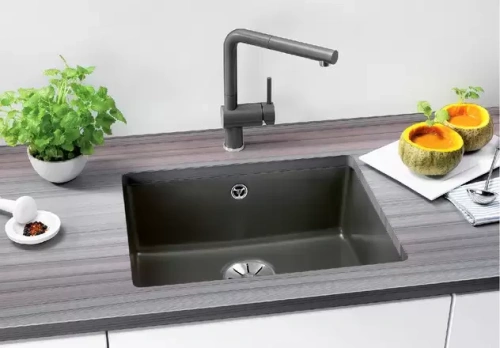 Мойка Blanco SUBLINE 500-U керамика отводная арматура InFino® глянцевый белый фото 2