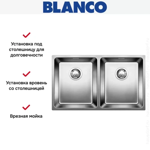 Мойка Blanco ANDANO 340/340-IF нержавеющая сталь полированная фото 4