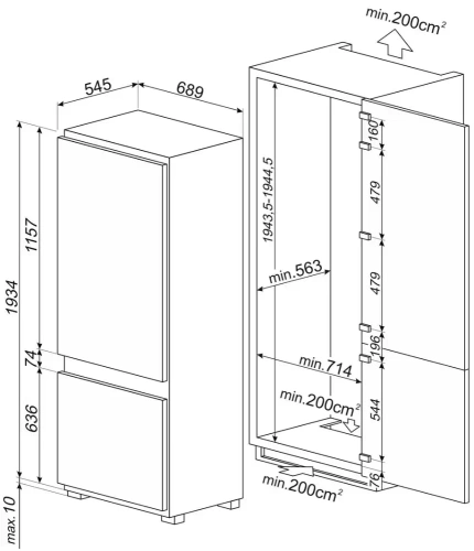 Встраиваемый холодильник Smeg C475VE фото 7