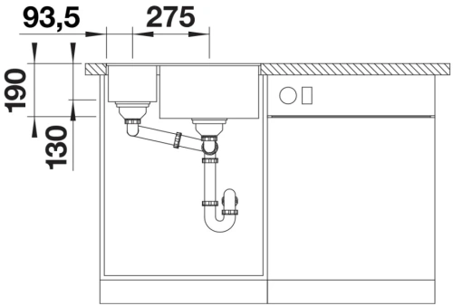 Мойка BLANCO SUBLINE 340/160-U Silgranit антрацит, чаша справа фото 6