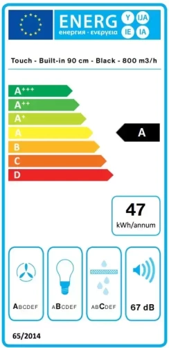 Встраиваемая вытяжка Falmec VIRGOLA TOUCH BLACK 90 фото 6