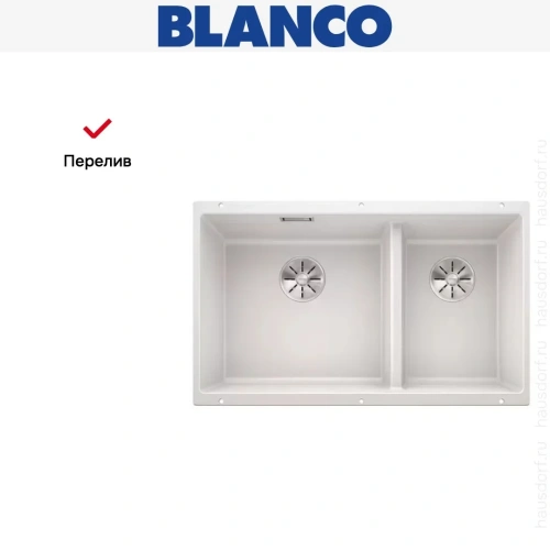 Мойка Blanco SUBLINE 430/270-U с отводной арматурой InFino® белый фото 8
