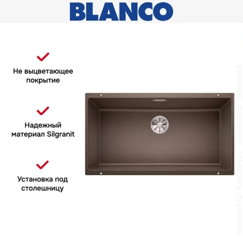 Мойка Blanco SUBLINE 800-U отводная арматура InFino® кофе фото 6