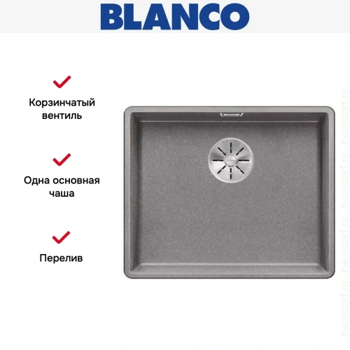 Мойка Blanco SUBLINE 500-F отводная арматура InFino® алюметаллик фото 3