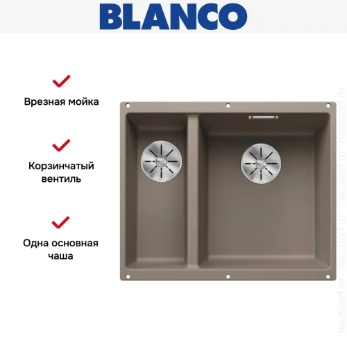 Мойка BLANCO SUBLINE 340/160-U Silgranit серый беж, чаша справа фото 8