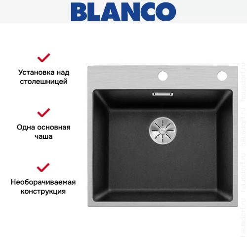 Мойка Blanco SUBLINE 500-IF/A клапан-автомат InFino® антрацит фото 4