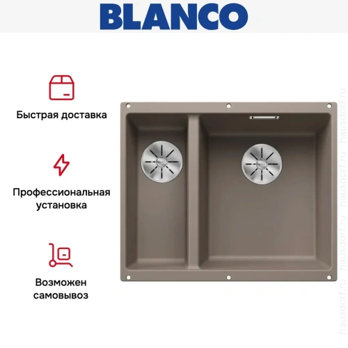 Мойка BLANCO SUBLINE 340/160-U Silgranit серый беж, чаша справа фото 10