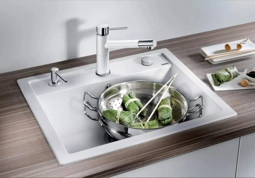 Мойка BLANCO DALAGO 6 Silgranit мягкий белый, клапан-автомат фото 3
