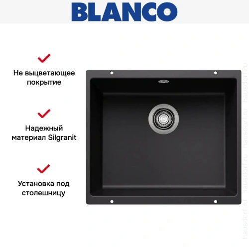 Мойка BLANCO ROTAN 500-U Silgranit черный фото 2