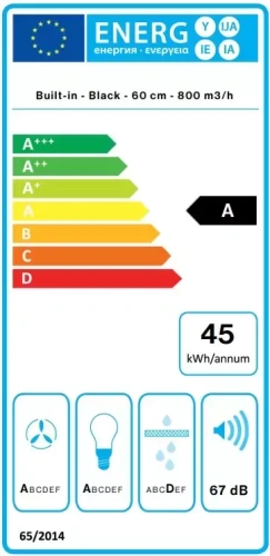 Встраиваемая вытяжка Falmec VIRGOLA NO-DROP TOUCH 60 BLACK фото 8
