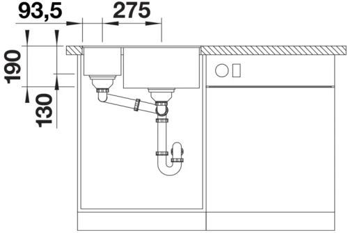 Мойка BLANCO SUBLINE 340/160-U Silgranit темная скала, чаша слева фото 5