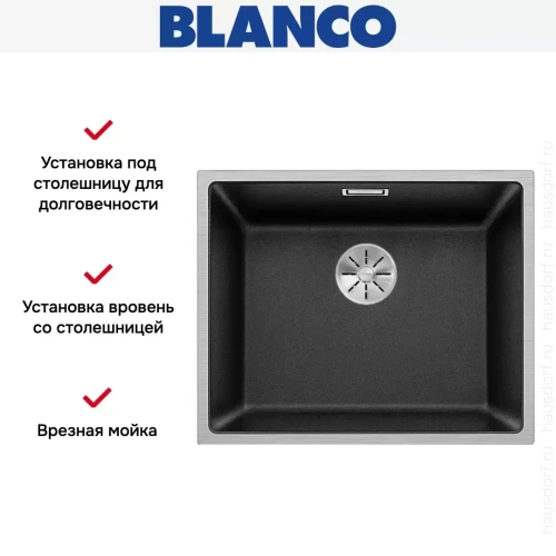 Мойка Blanco SUBLINE 500-IF отводная арматура InFino® антрацит фото 4