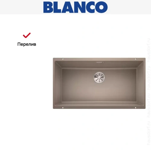 Мойка Blanco SUBLINE 800-U отводная арматура InFino® серый беж фото 8