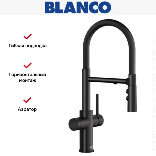 Смеситель 3-в-1 Blanco CATRIS-S Flexo Filter 526707 матовый черный фото 6