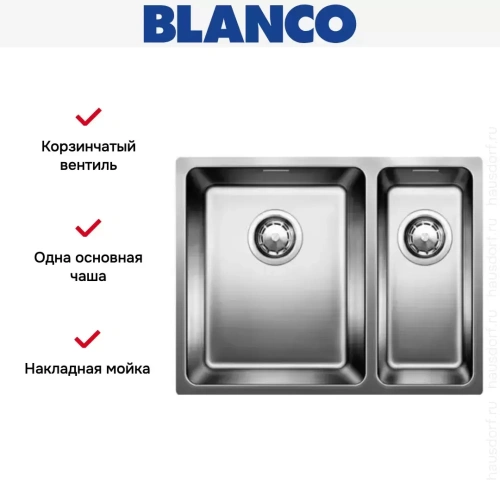 Мойка Blanco Andano 340/180-IF чаша слева нержавеющая сталь фото 5